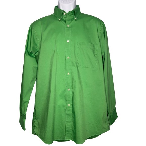 🧧SALE🧧 Izod Mens Button Down Shirt Classic Fit Stretch Green Classic M - Picture 2 of 7